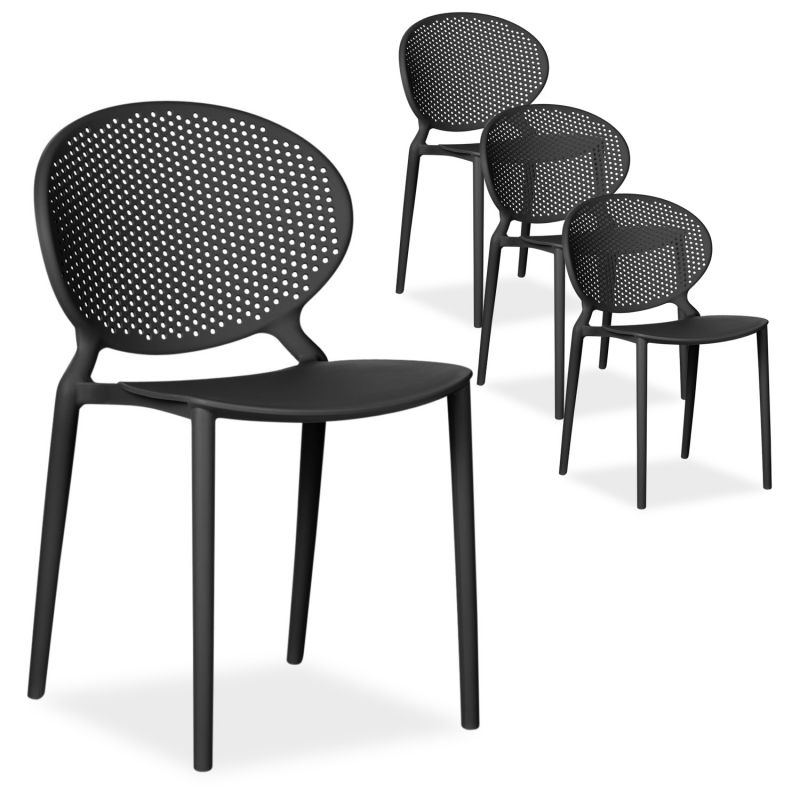 Lot 4 chaises de jardin modernes noir