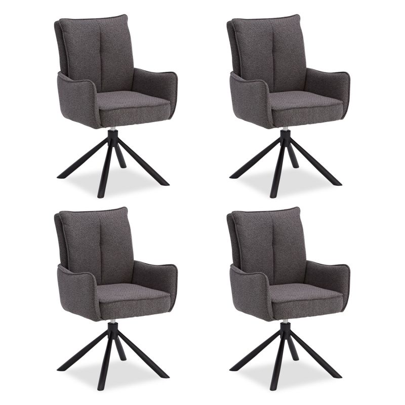 Lot 4 chaises oeuf modernes anthracite tissu