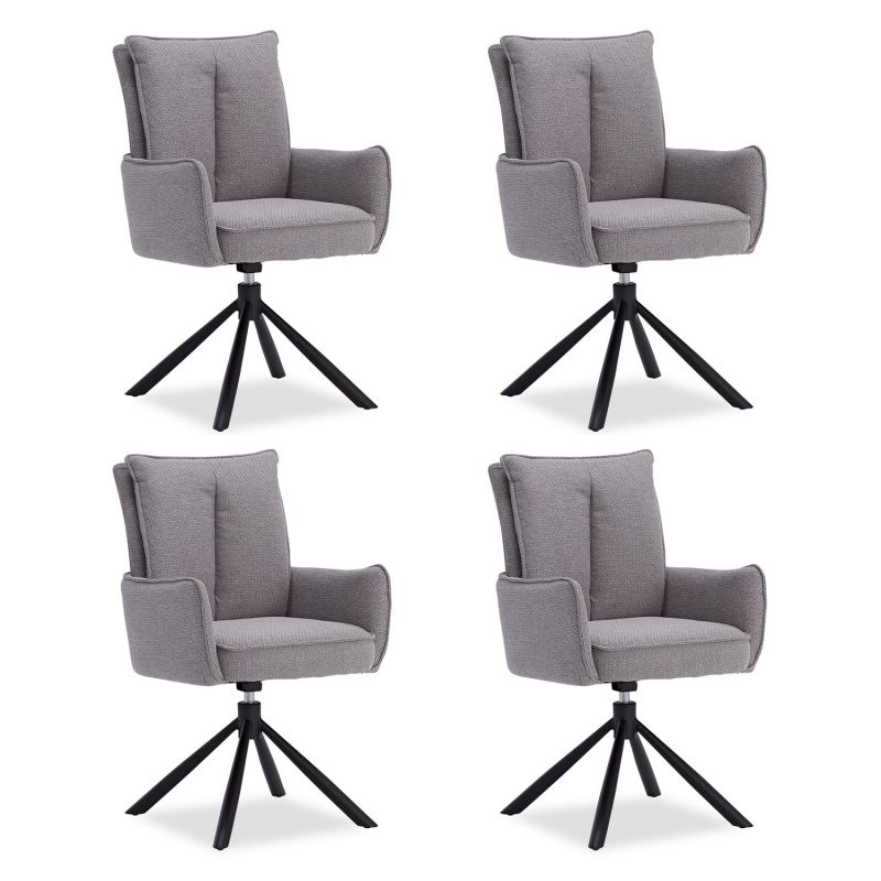 Lot 4 chaises oeuf modernes gris tissu