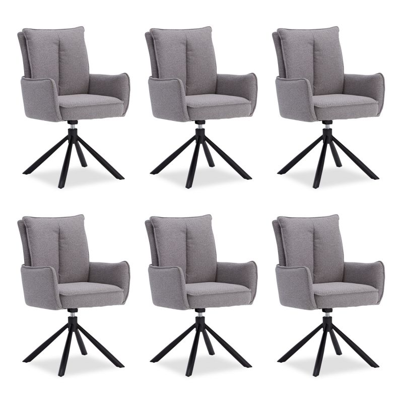 Lot 6 chaises oeuf modernes gris tissu