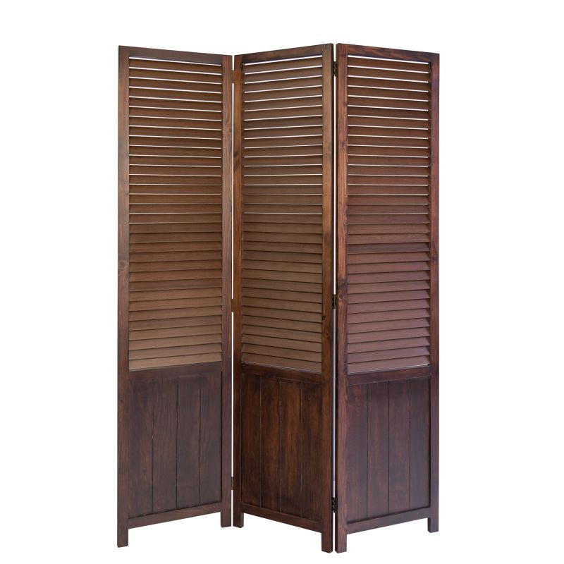 Paravent 3 pans bois marron