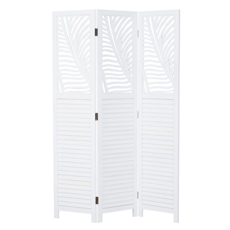 Paravent 3 pans bois blanc pliable