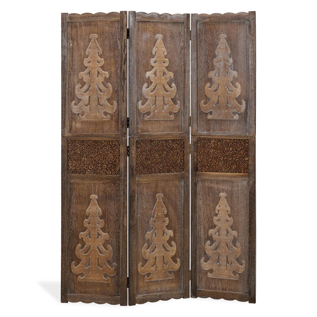 Paravent 3 pans bois marron