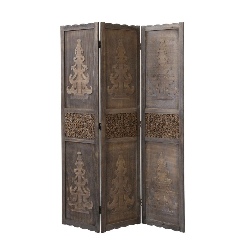 Paravent 3 pans bois marron