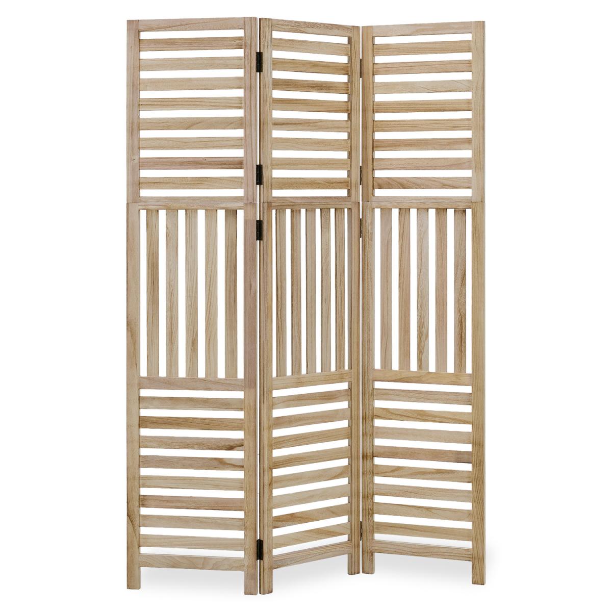 Paravent 3 pans bois naturel pliable