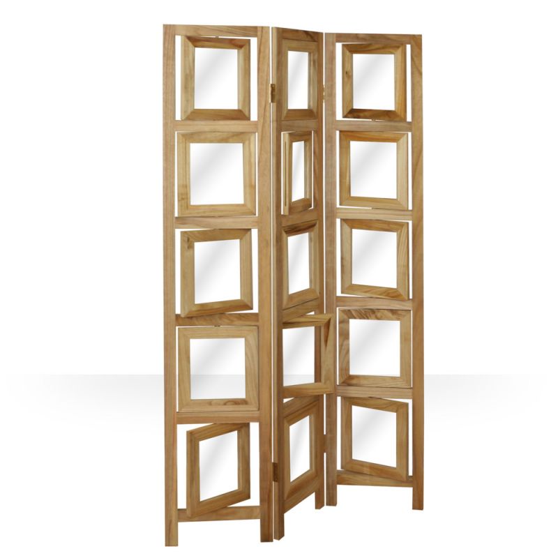 Paravent 3 pans photo bois clair