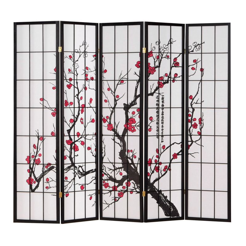Paravent 5 pans Shoji cerisier