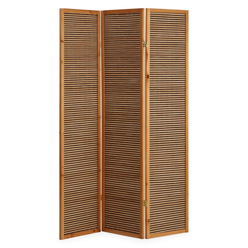 Paravent bois 3 pans bambou marron