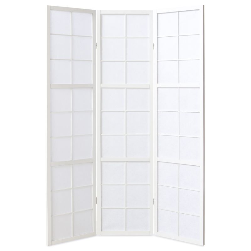 Paravent bois 3 pans blanc