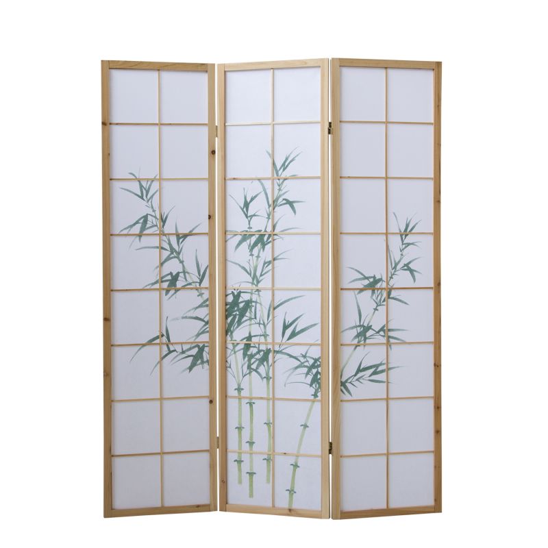 Paravent bois 3 pans bambou clair