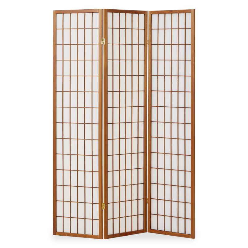 Paravent bois 3 pans Shoji marron pliable