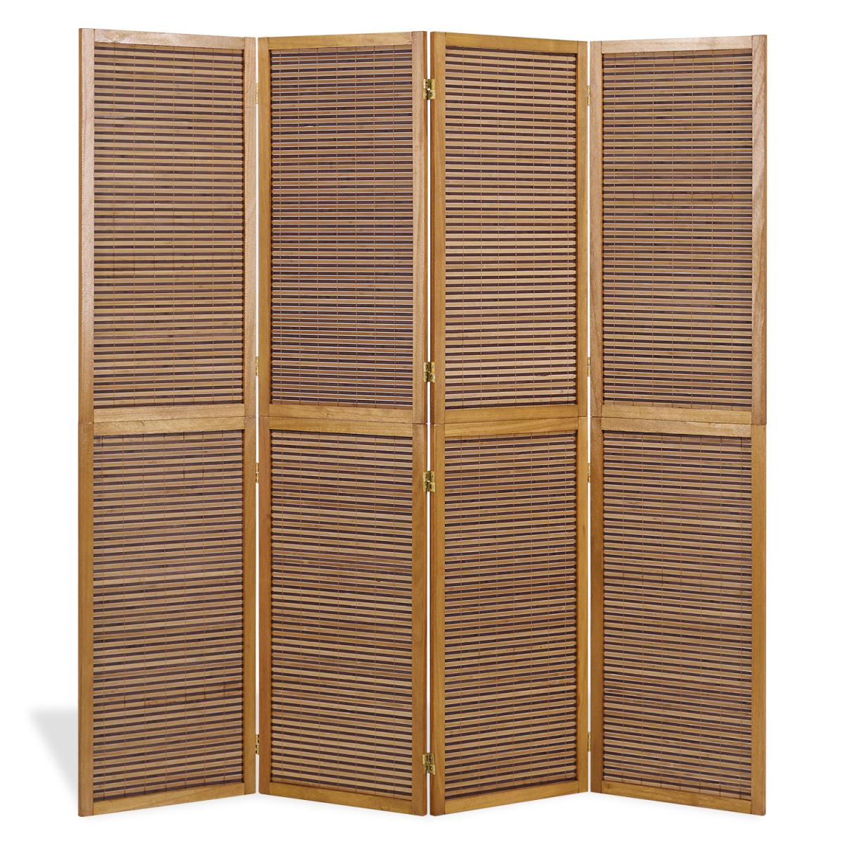 Paravent bois 4 pans bambou marron