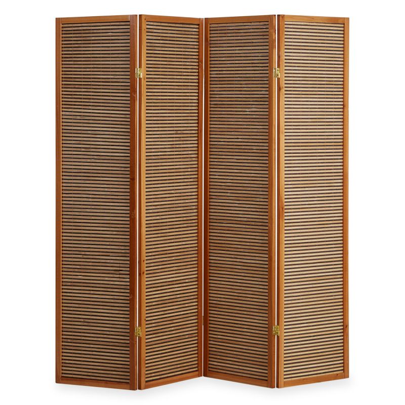 Paravent bois 4 pans bambou marron