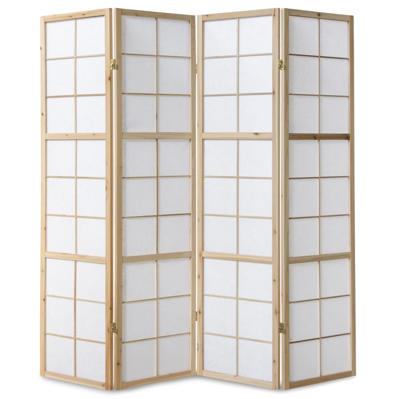 Paravent bois 4 pans clair