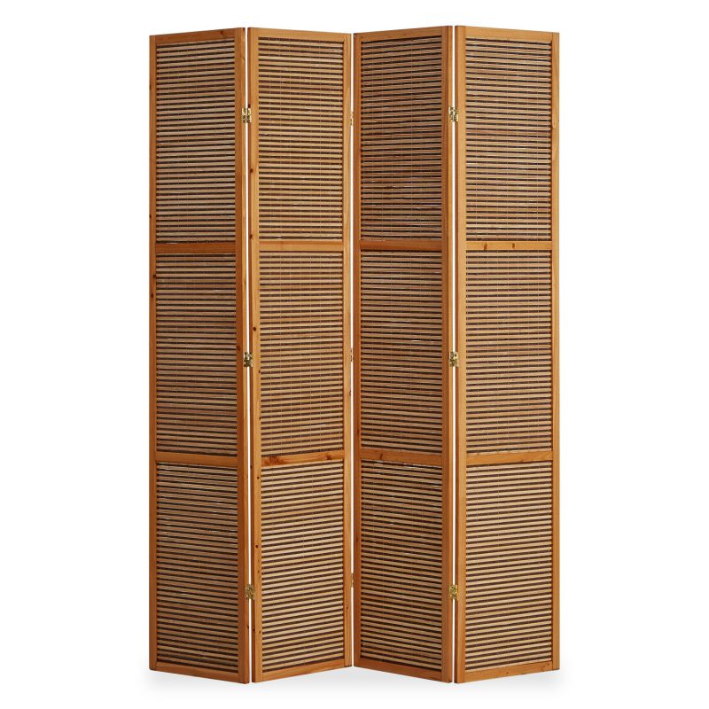 Paravent bois pans bambou marron