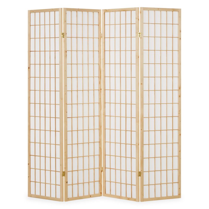 Paravent bois pans Shoji clair pliable