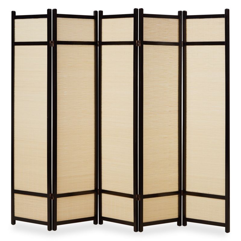 Paravent bois 5 pans 8012 bambou noir