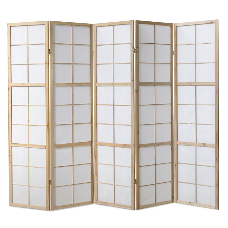 Paravent bois 5 pans clair