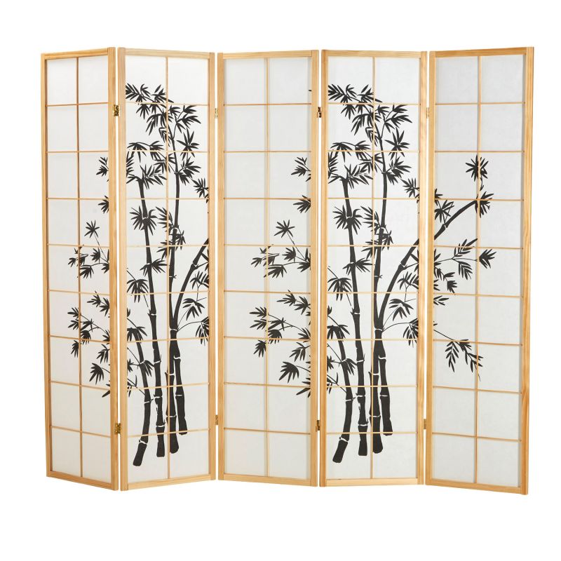 Paravent bois 5 pans bambou clair