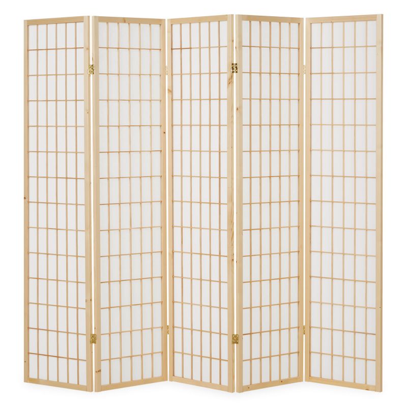 Paravent bois 5 pans Shoji clair pliable