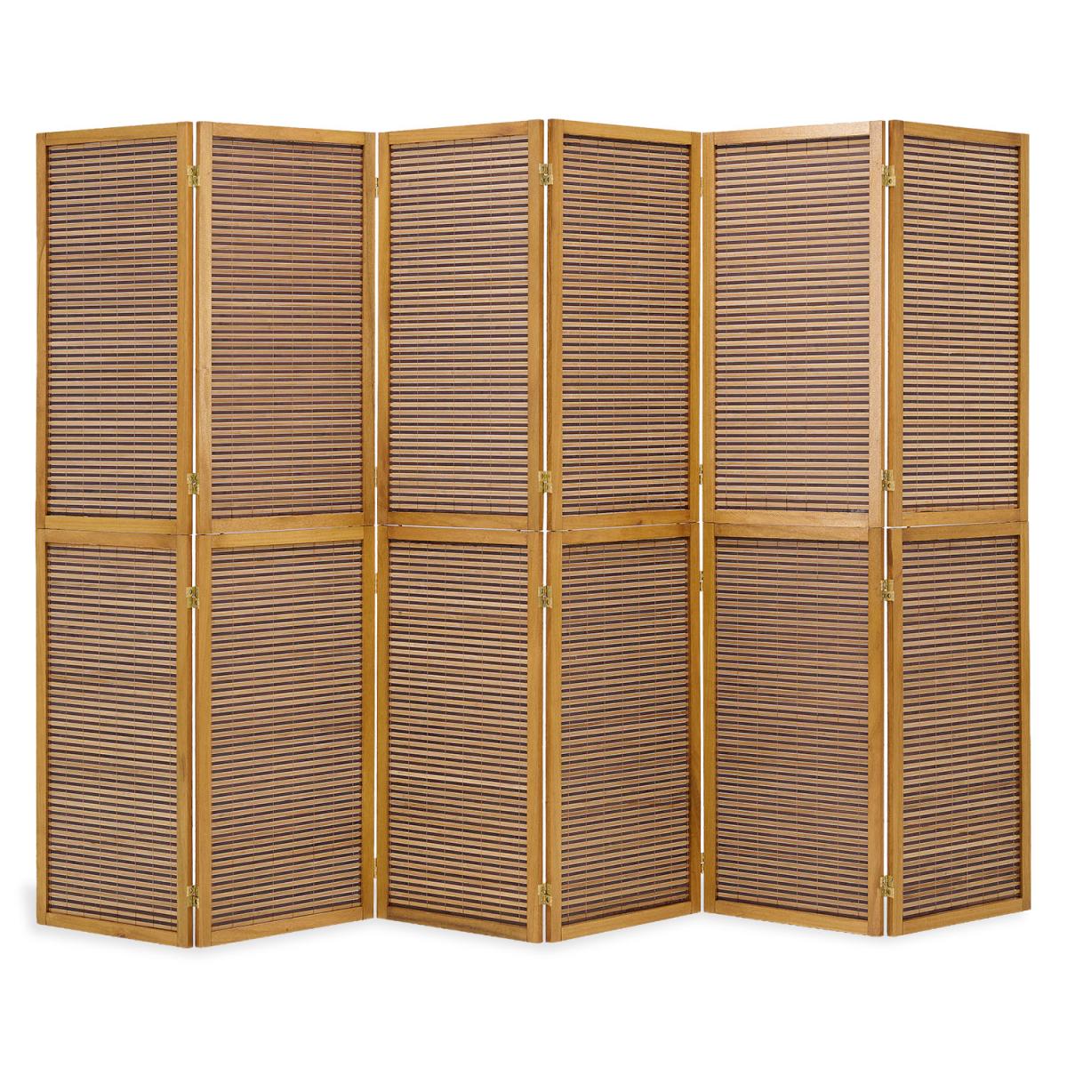 Paravent bois 6 pans  bambou marron