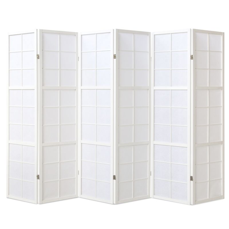 Paravent bois 6 pans blanc