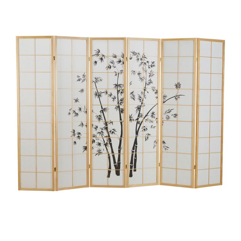 Paravent bois 6 pans bambou clair