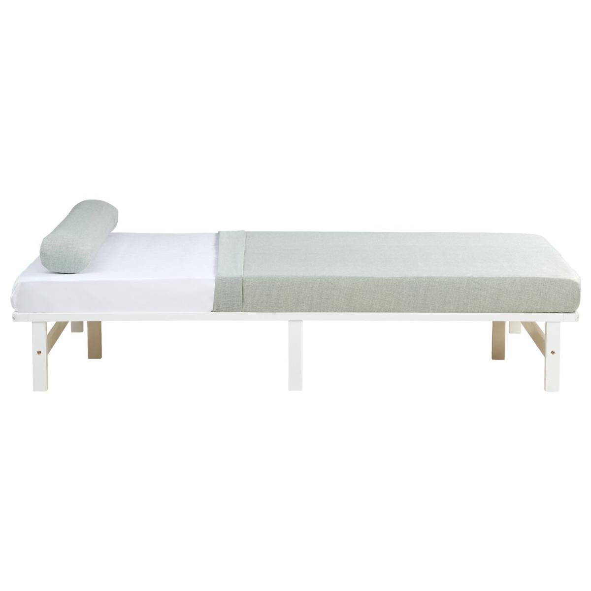 Lit double 140x200 matelas bois blanc