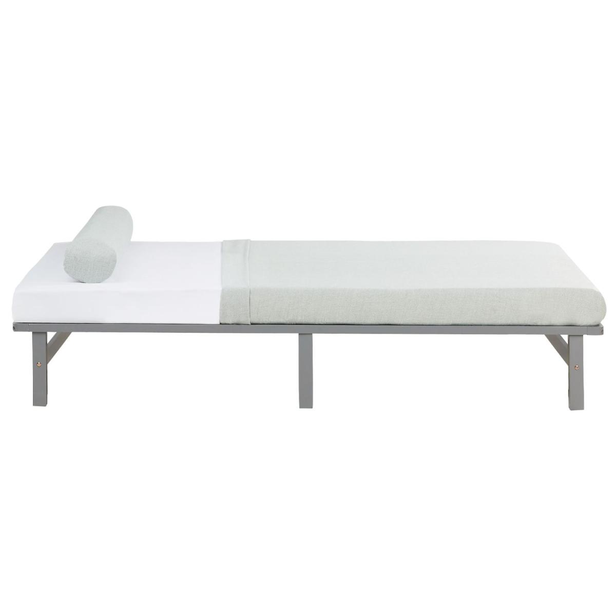 Lit double 140x200 matelas bois gris