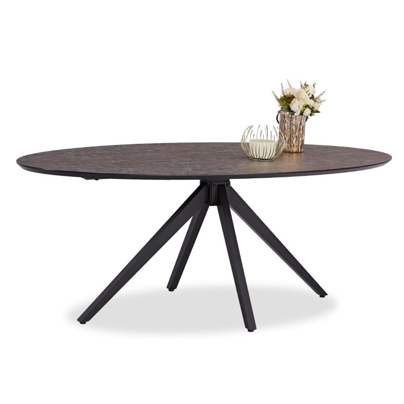 Table repas ovale moderne 200cm marron/noir