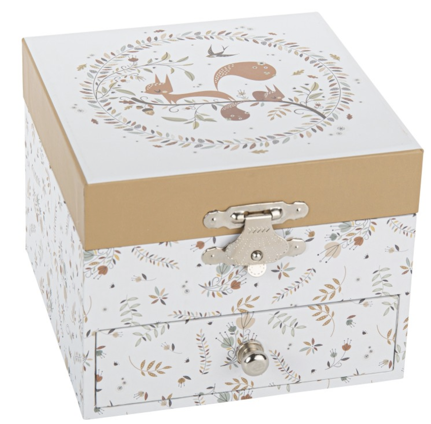 Boite a musique cube ecureuil dans la prairie - Trousselier