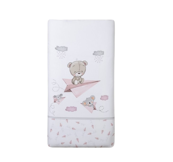 Parure Lit Bébé Amovible Avion papier - Rose