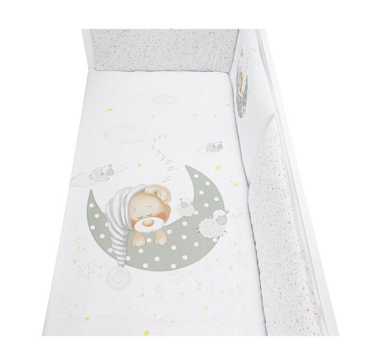 Parure Lit Bébé Amovible Bear Sleeping - Gris