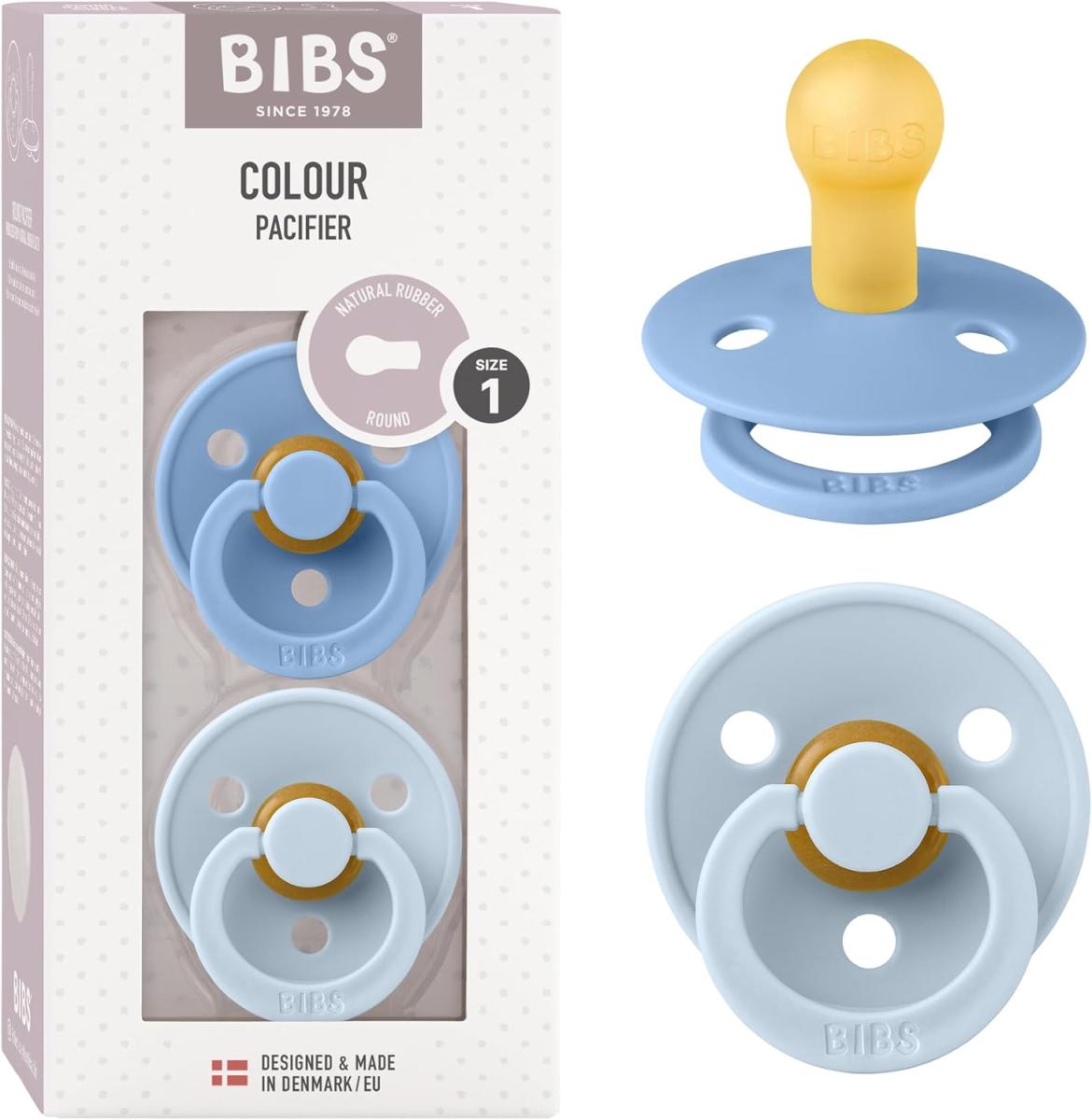 Lot de 2 sucettes - Latex de caoutchouc naturel - Taille 1 0-6 mois Sky Blue/Baby Blue