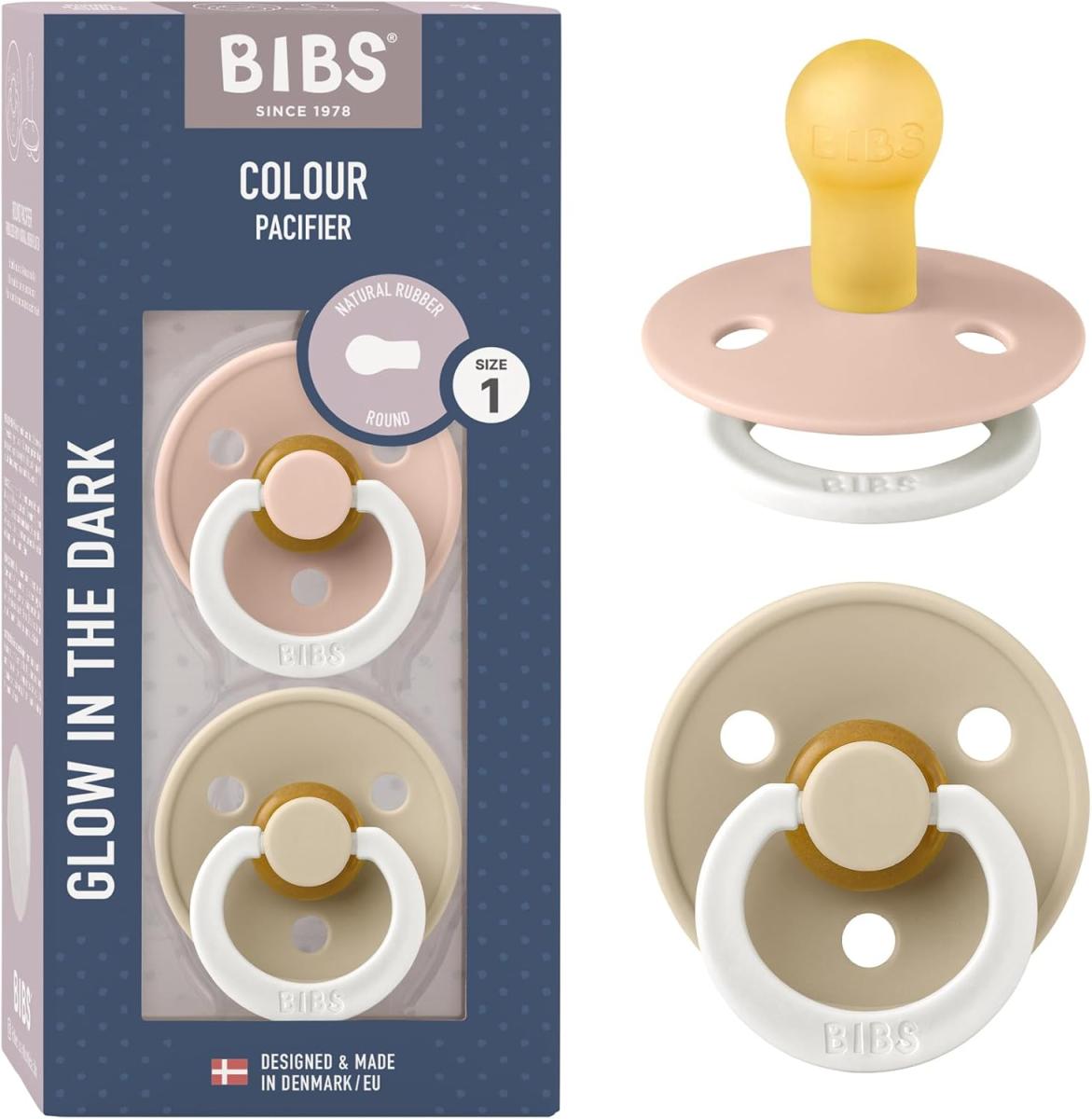 Lot de 2 sucettes Glow - Latex de caoutchouc naturel - Taille 1 0-6 mois Blush/Vanilla