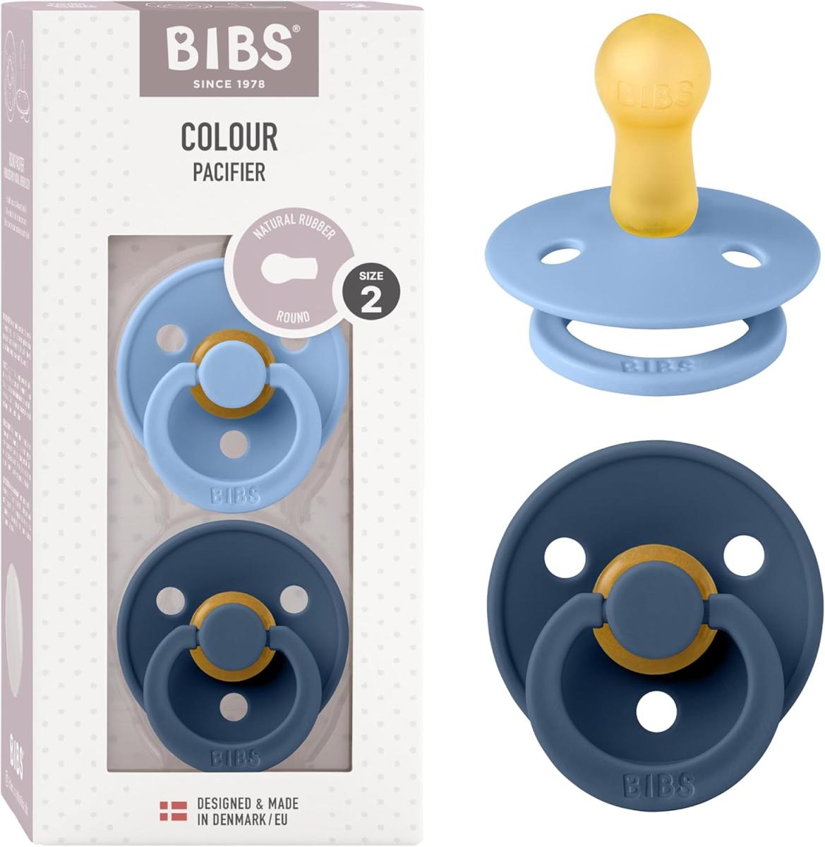 Lot de 2 sucettes - Latex de caoutchouc naturel - Taille 2 6 mois Sky Blue/Steel Blue