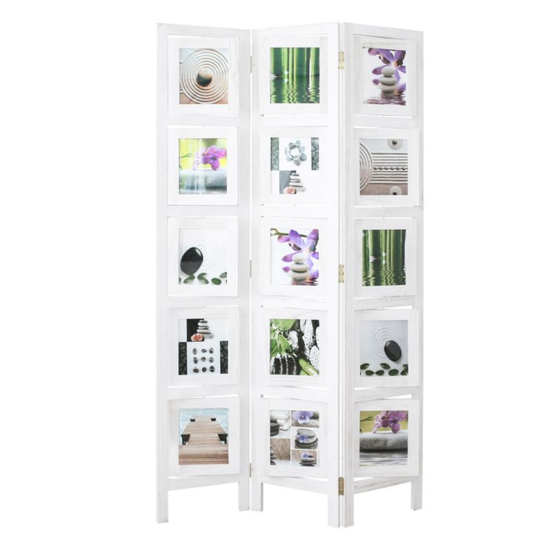 Paravent 3 pans Mur de photos blanc