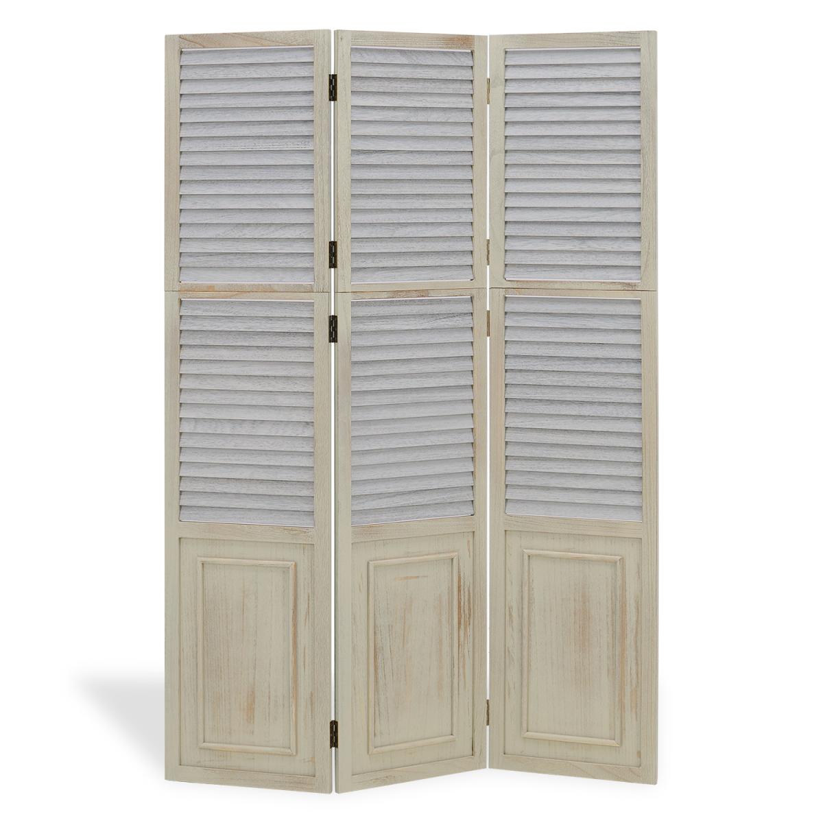 Paravent 3 pans en bois gris