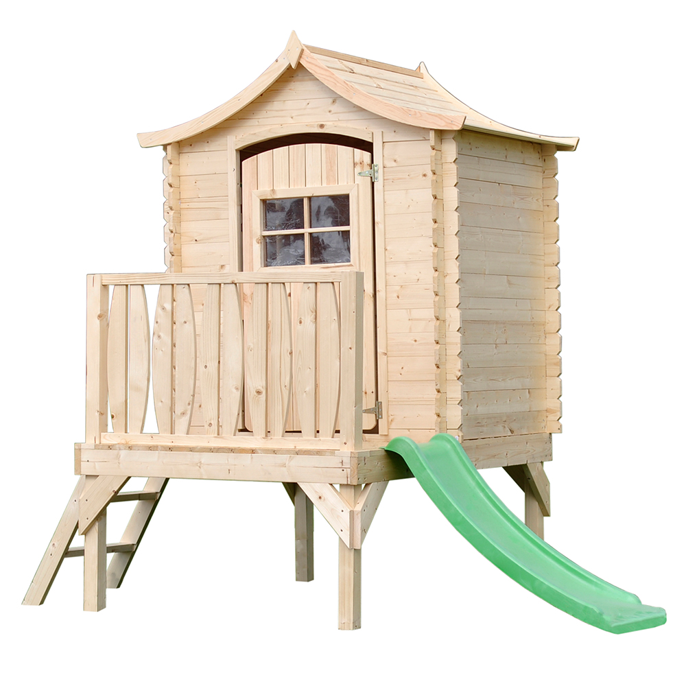 Maisonnette bois avec toboggan Timbela M550A