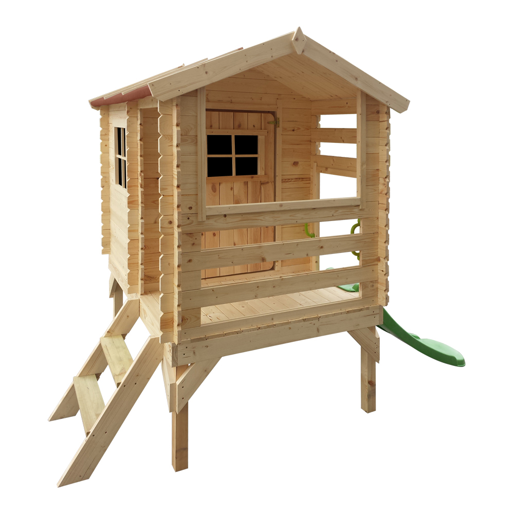 Maisonnette bois avec toboggan Timbela M501C