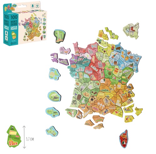 Carte de la France en Magnets en bois