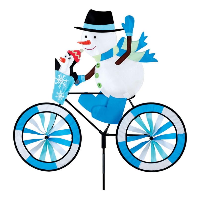 Girouette à planter vélo et bonhomme de neige