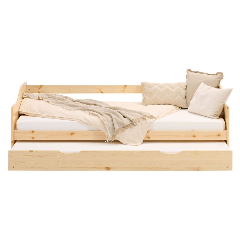 Lit en Bois 90x200 cm Naturel avec matelas