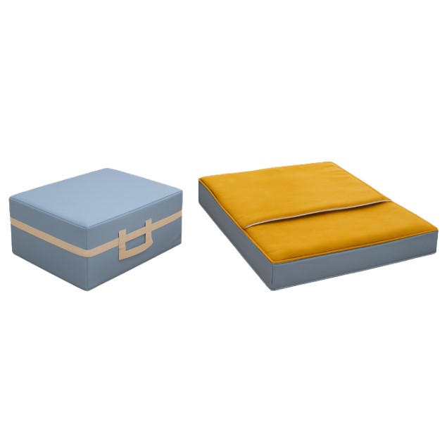 Kit couchage complet pliant valisette en PU 120x60x10 cm jaune