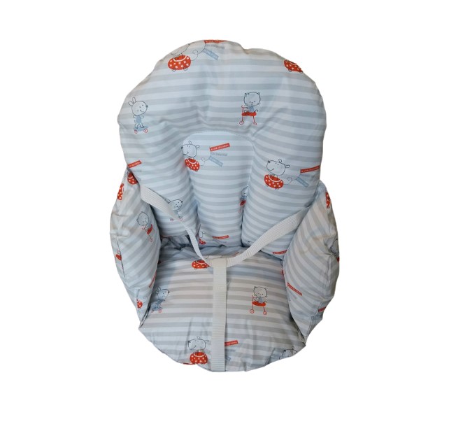 Coussin de chaise + sangles de maintien PVC rayé-motifs