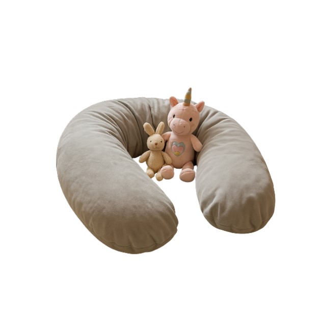 Coussin d'allaitement 205 cm-  polyester velours  gris