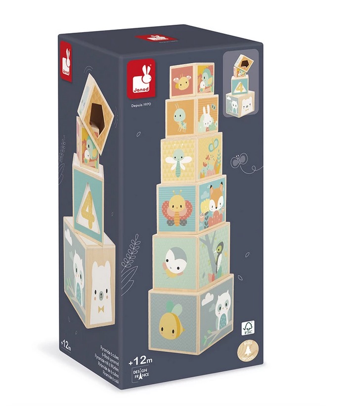 Pyramide 6 cubes Pure en bois