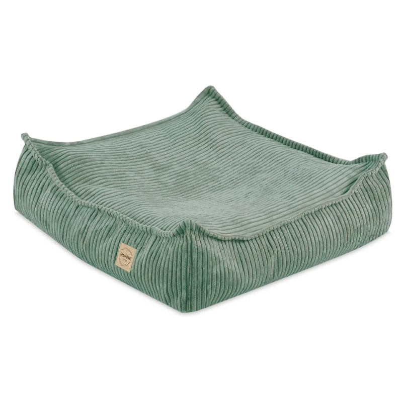 Coussin pouf 60x60 cm en velours côtelé vert premium