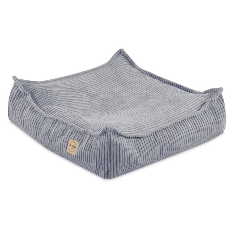 Coussin pouf 60x60 cm en velours côtelé gris premium