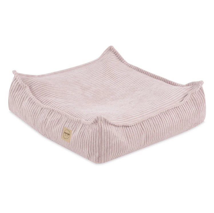 Pouf 60x60 cm Coussin rose clair velours côtelé premium